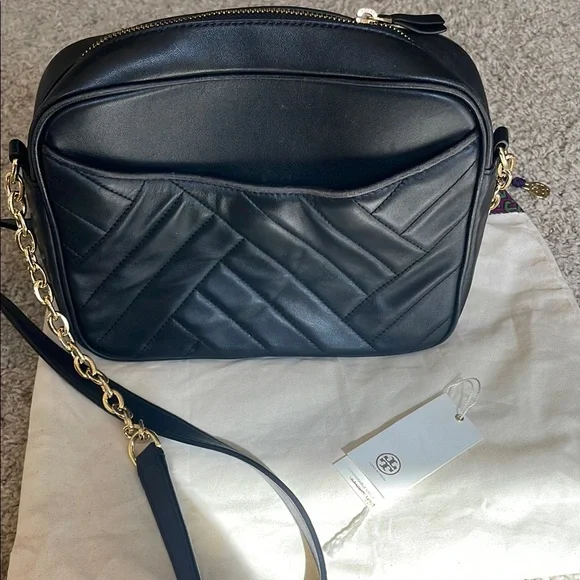 Tory Burch Black Quilted Leather Crossbody Bag - Picture 3 of 7